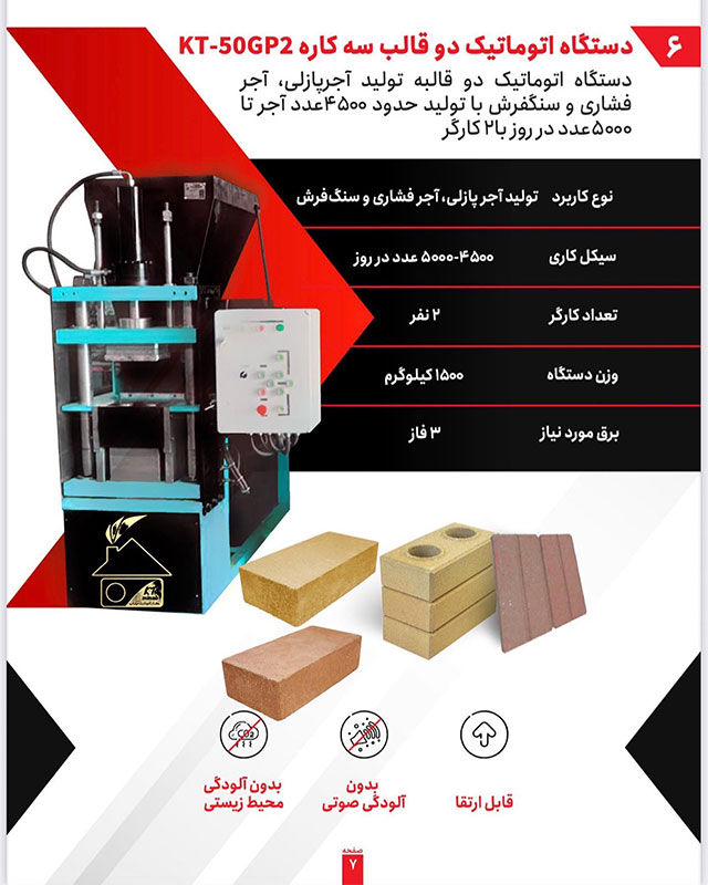 دستگاه جدید تمام اتوماتیک آجر فشاری (آجر گری) بدون نیاز به خاک و پختن